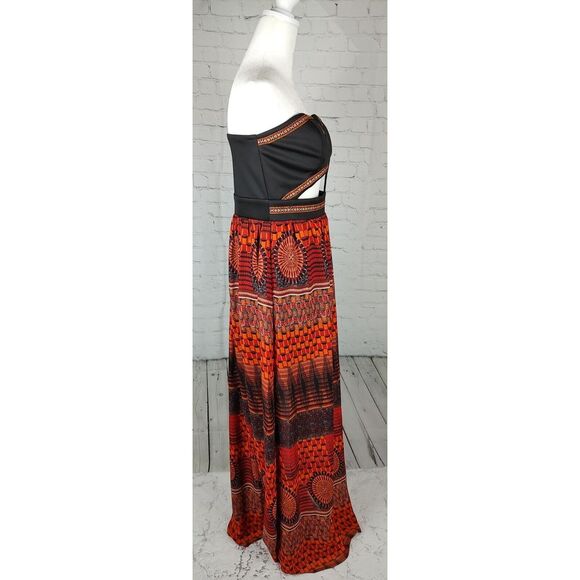 Strapless Maxi Dress Cutout Bohemian Print Summer Dress Size Medium - Picture 4 of 12